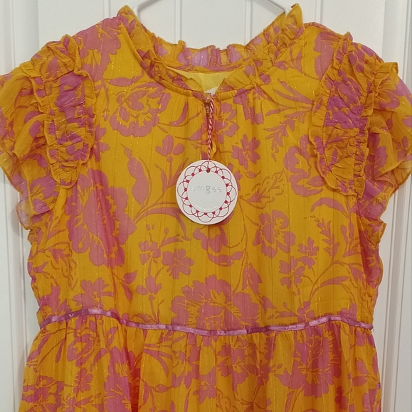 Umgee Dresses & Skirts - Umgee Yellow Dress with Pink Floral Accents